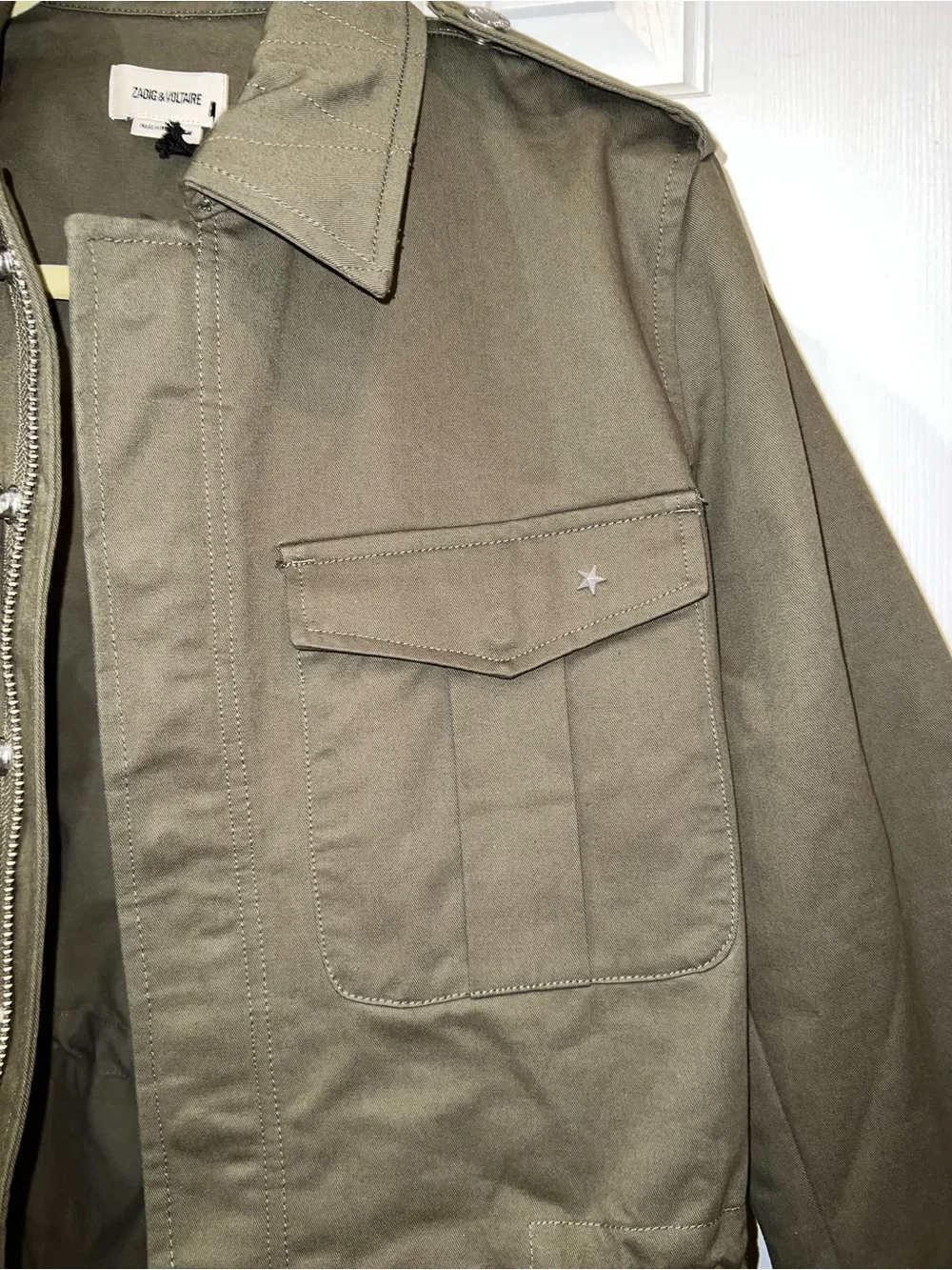 Zadig & Voltaire Kayak Art Is Truth Jacket M Khaki Military Utility NWT $598